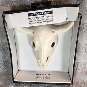 BLKSMITH Steer Skull Cast Iron Bottle Opener Rustic Wall Mount Barware 0307XB